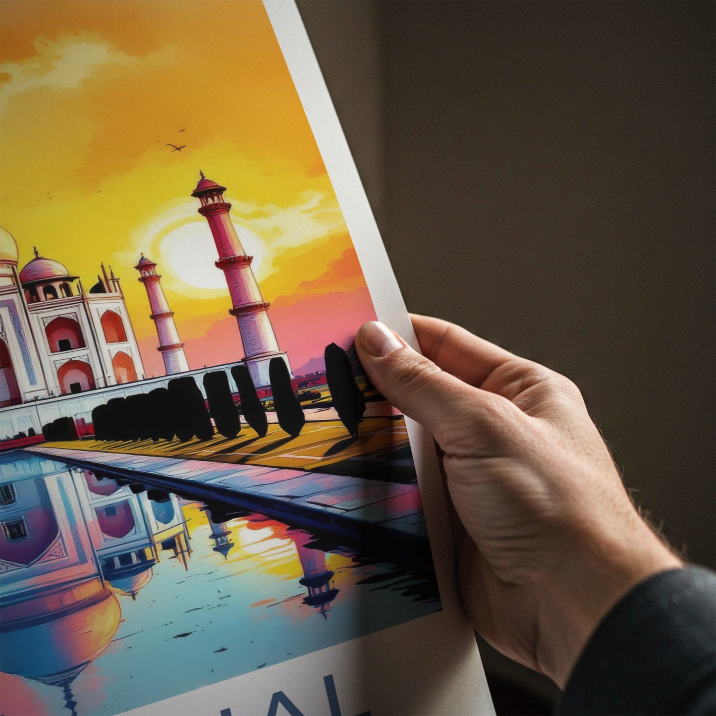 Taj Mahal Poster - India Sunset Palace Reflection Fine Art