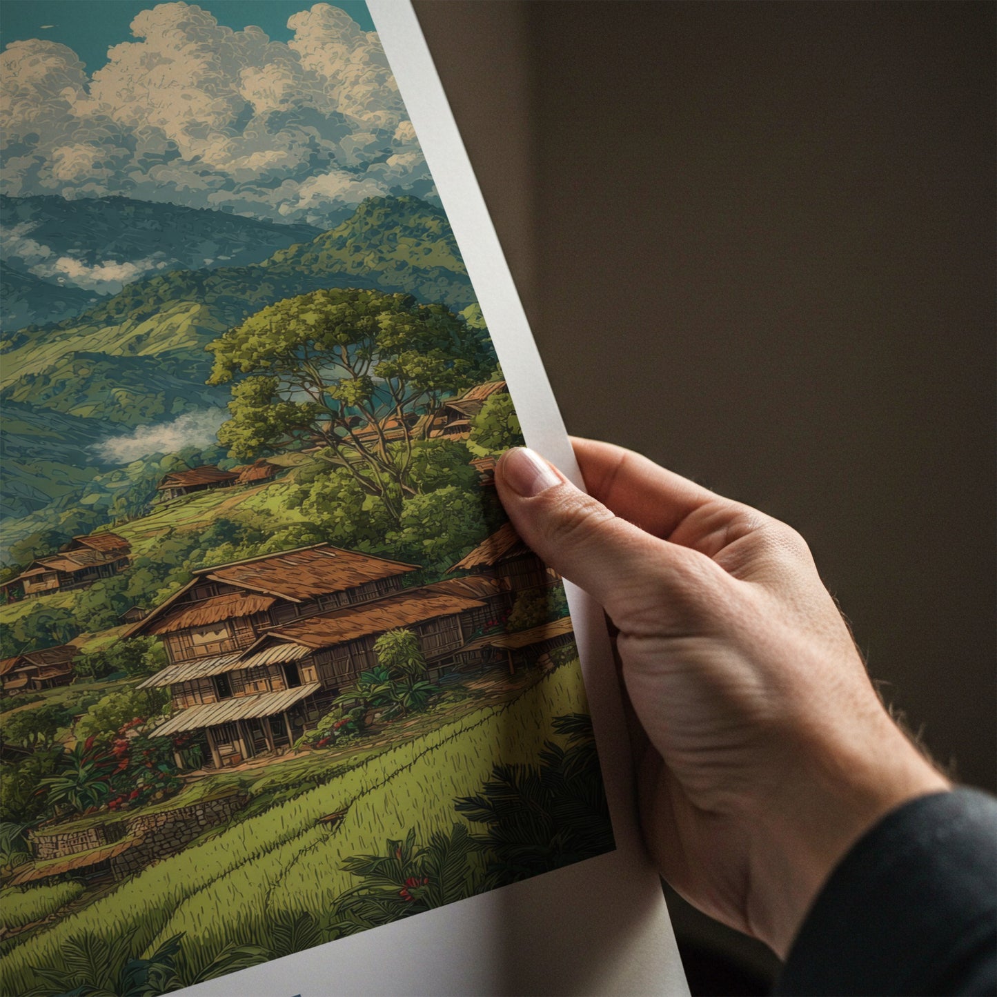 Mon Poster - India Nagaland Hillside Village Art