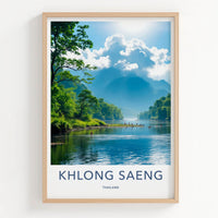 Khlong Saeng Poster - Thailand Travel Art - Misty Mountain River Home Decor