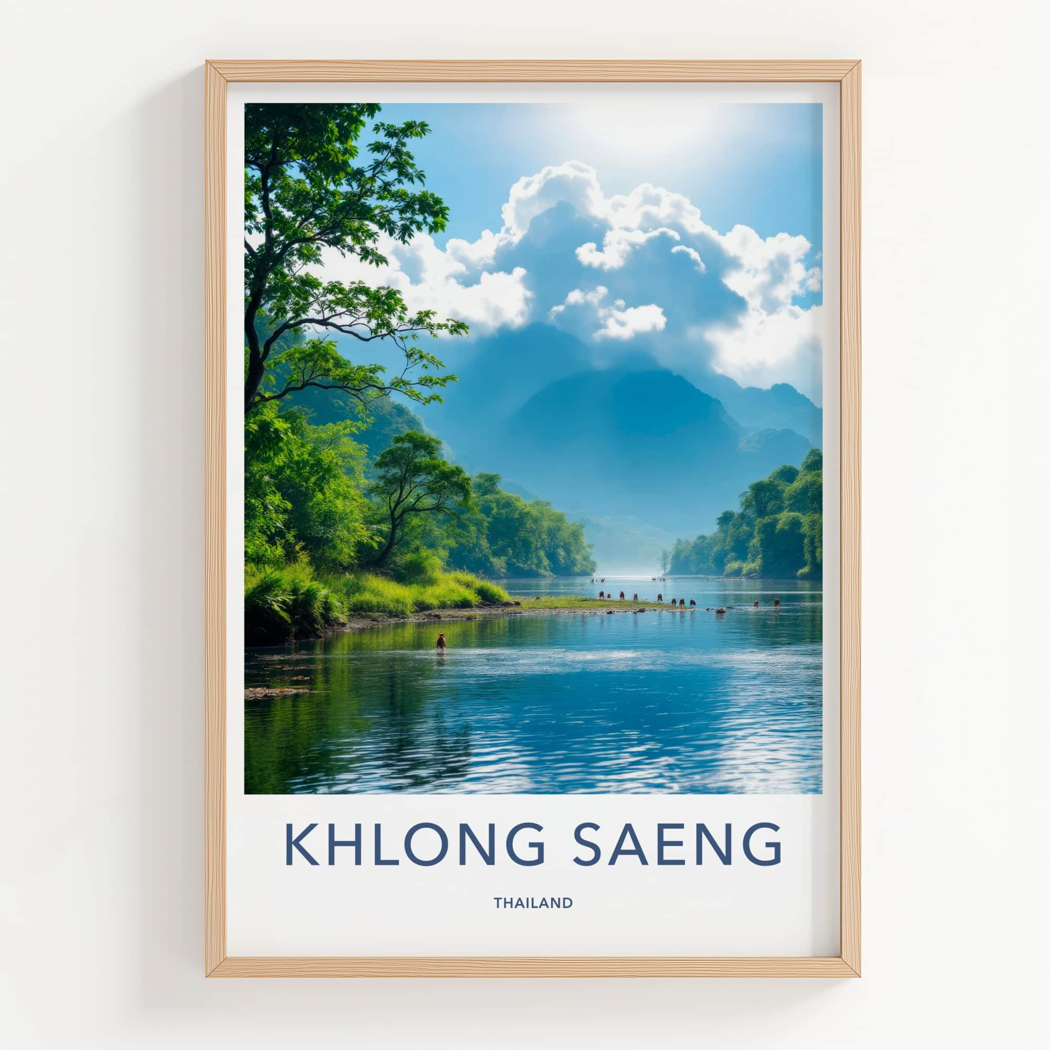Khlong Saeng Poster - Thailand Travel Art - Misty Mountain River Home Decor
