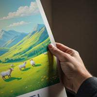 Tusheti National Park Poster - Georgia Travel Print - Sunny Mountain Pasture Home Decor