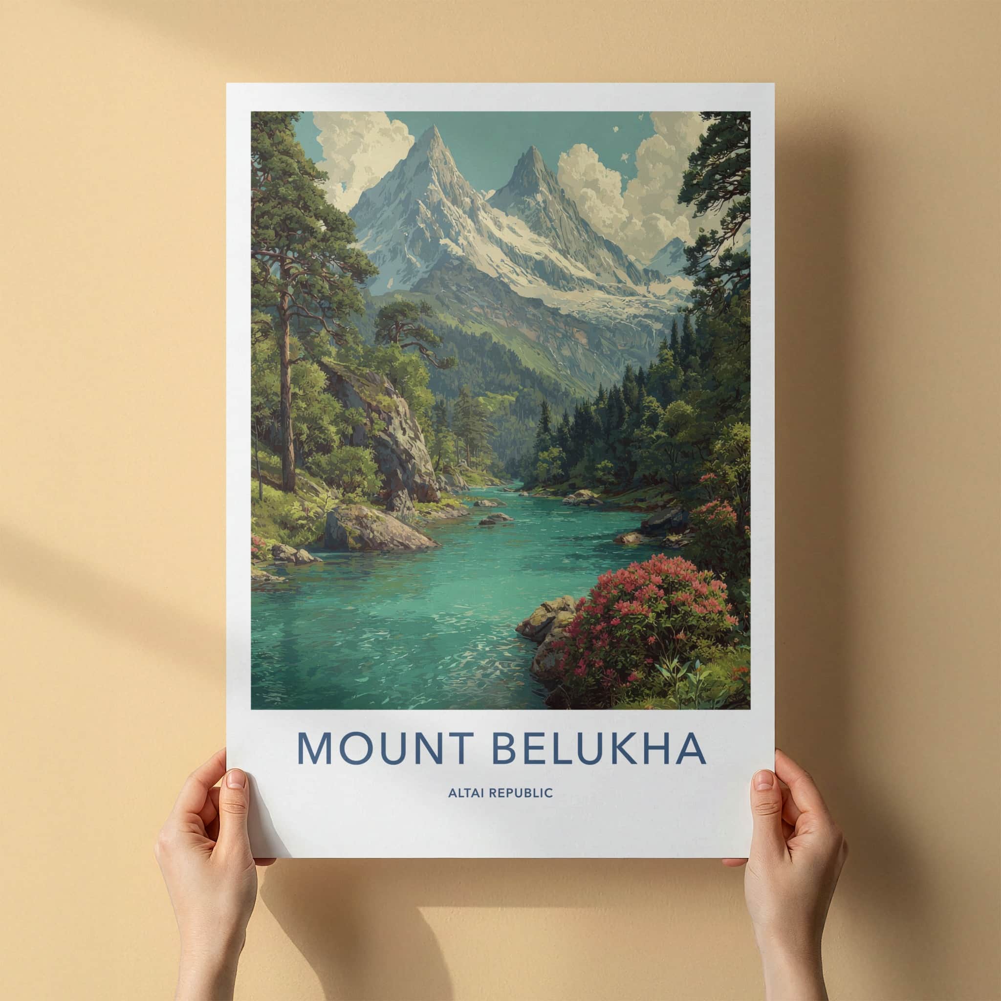 Mount Belukha Poster - Russia Snowy Peaks Majestic