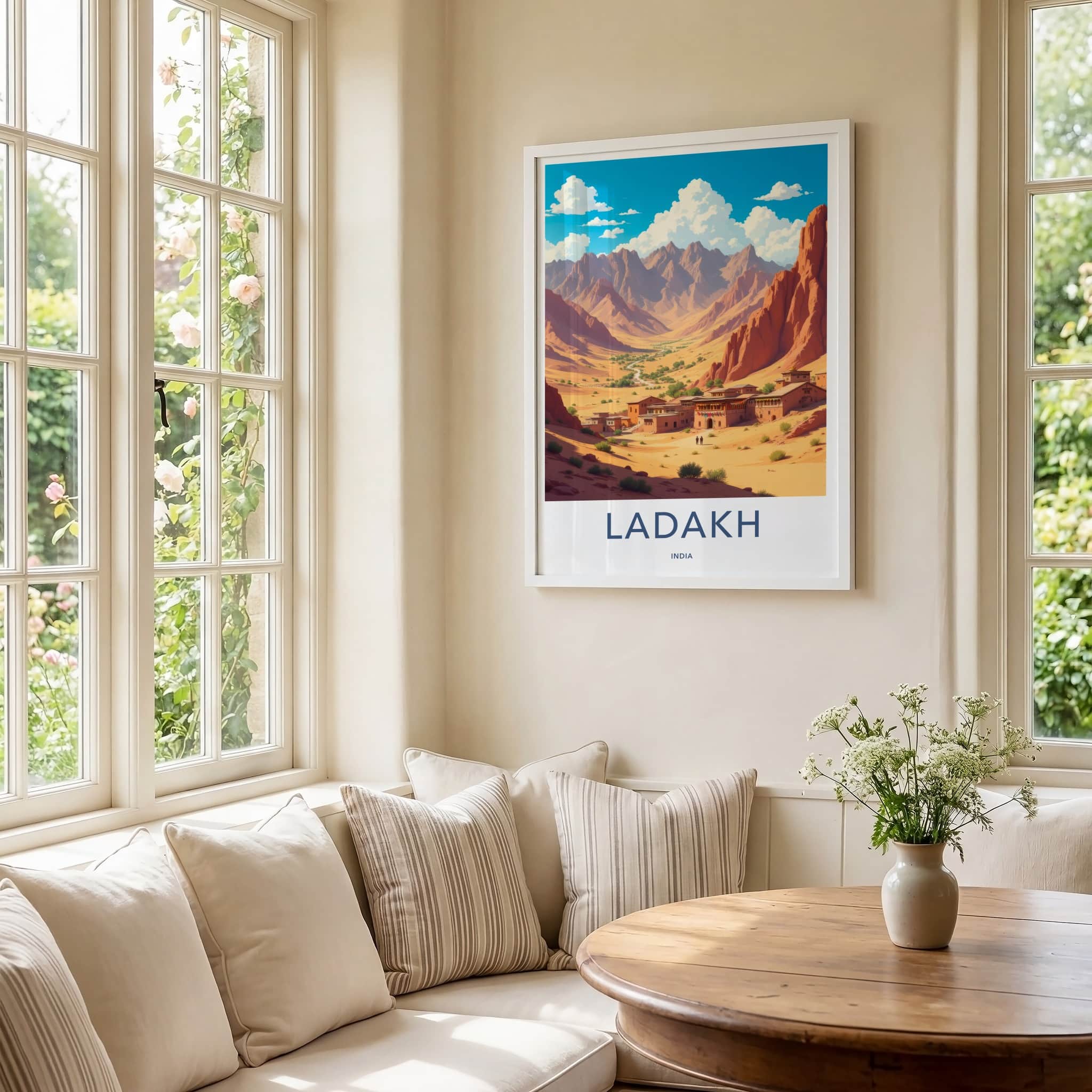 Ladakh Poster - India Travel Art - Ladakh Desert Village Home Decor