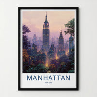 Manhattan Poster New York Empire Building City Travel Art