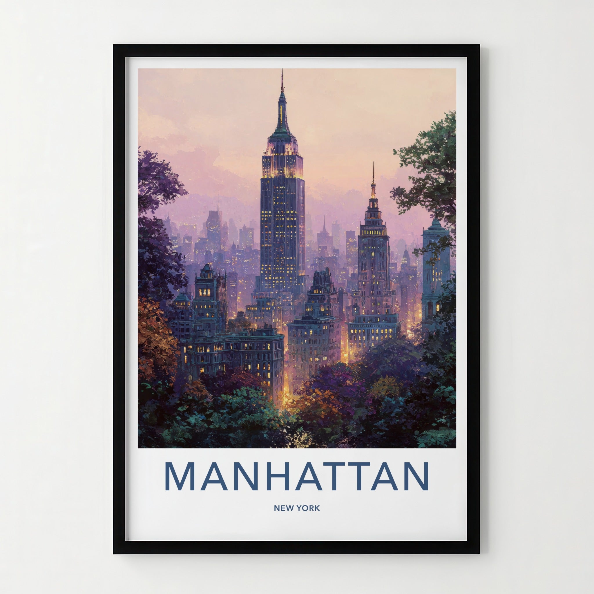 Manhattan Poster New York Empire Building City Travel Art