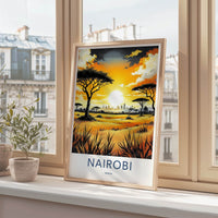 Nairobi Poster - Kenya Travel Art - Vibrant Sunset Horizon Wall Decor