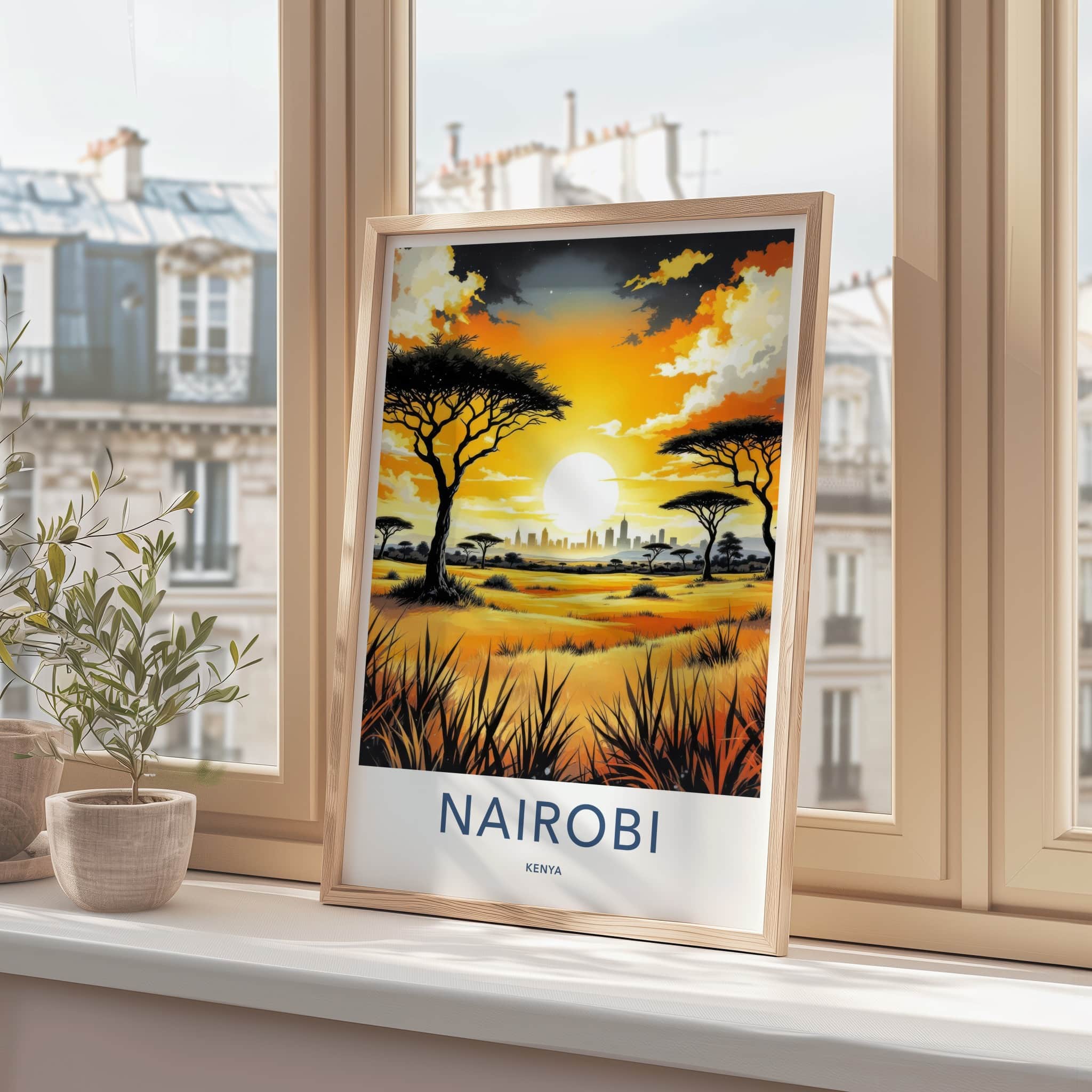Nairobi Poster - Kenya Travel Art - Vibrant Sunset Horizon Wall Decor