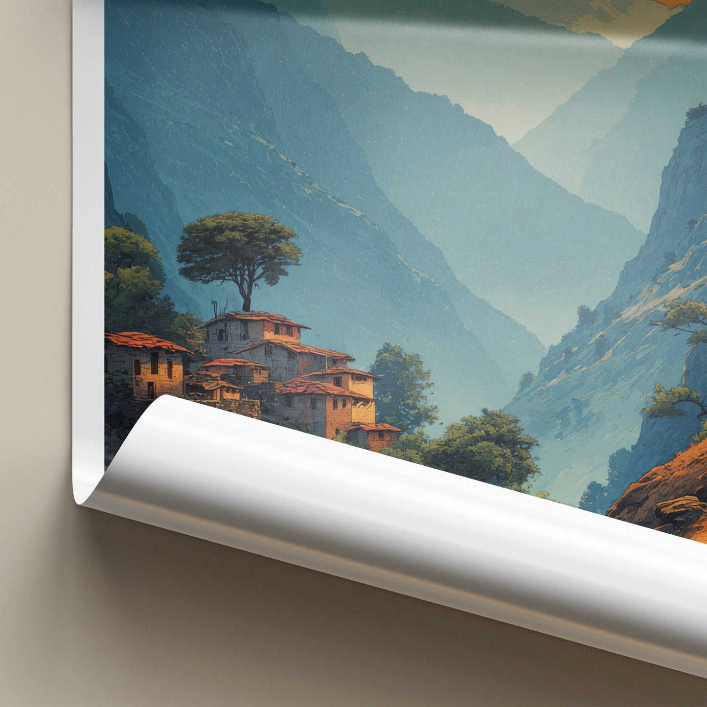 Malana Poster - Himachal Pradesh Valley Village Houses Art