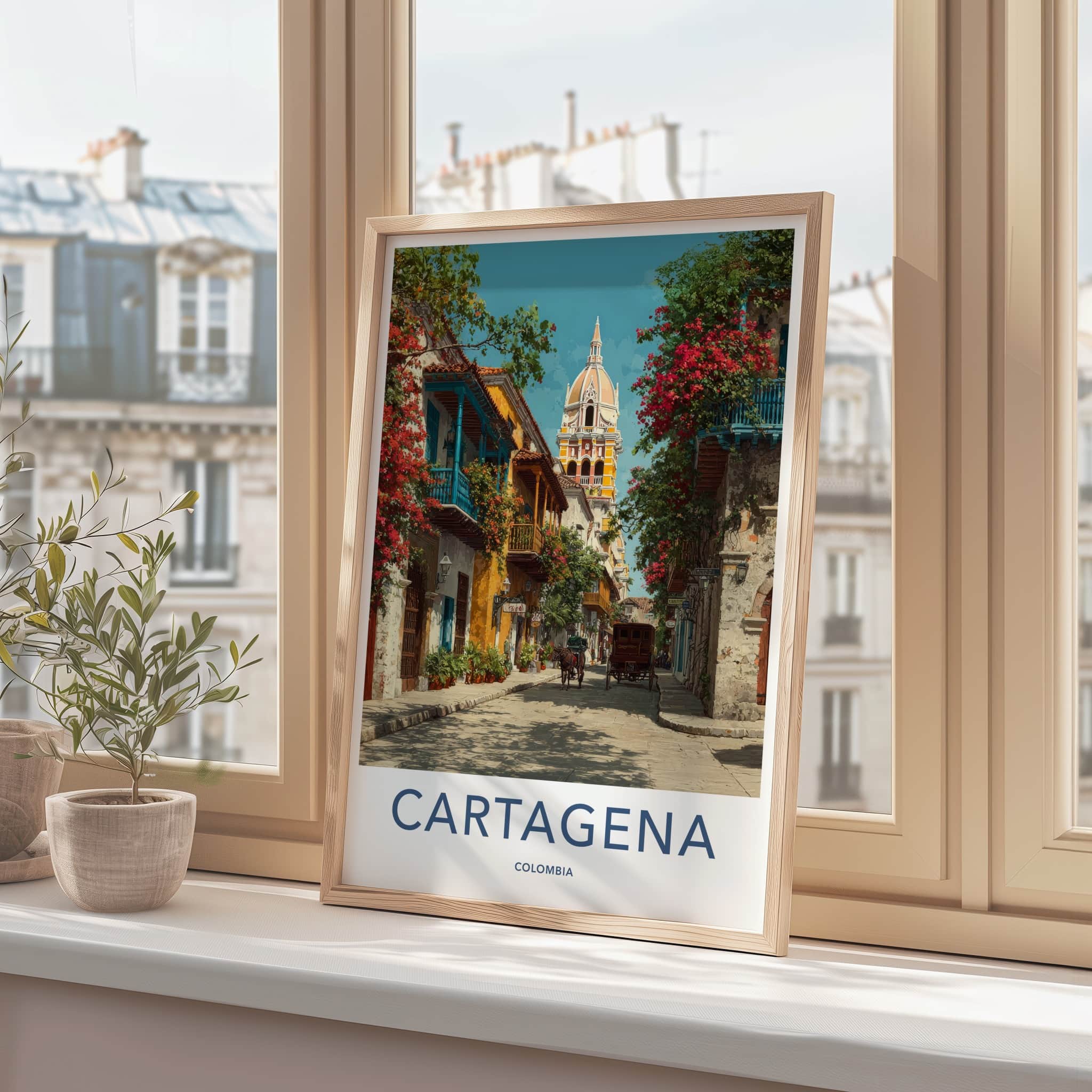 Cartagena Poster Colombia Travel Horse Carriage Art