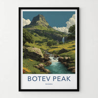 Botev Peak Poster - Bulgaria Hillside River Waterfall