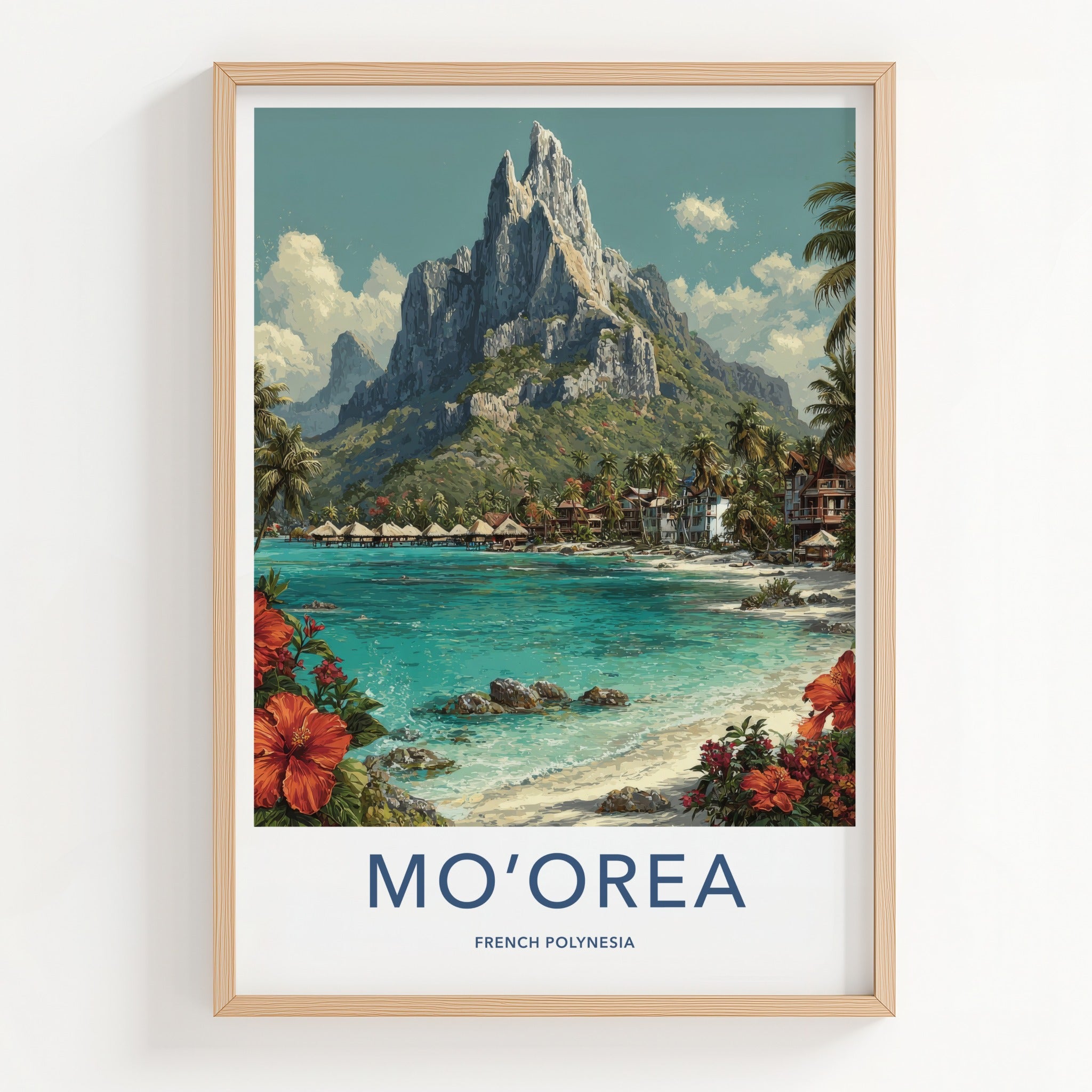 Moorea Poster - French Polynesia Overwater Bungalows