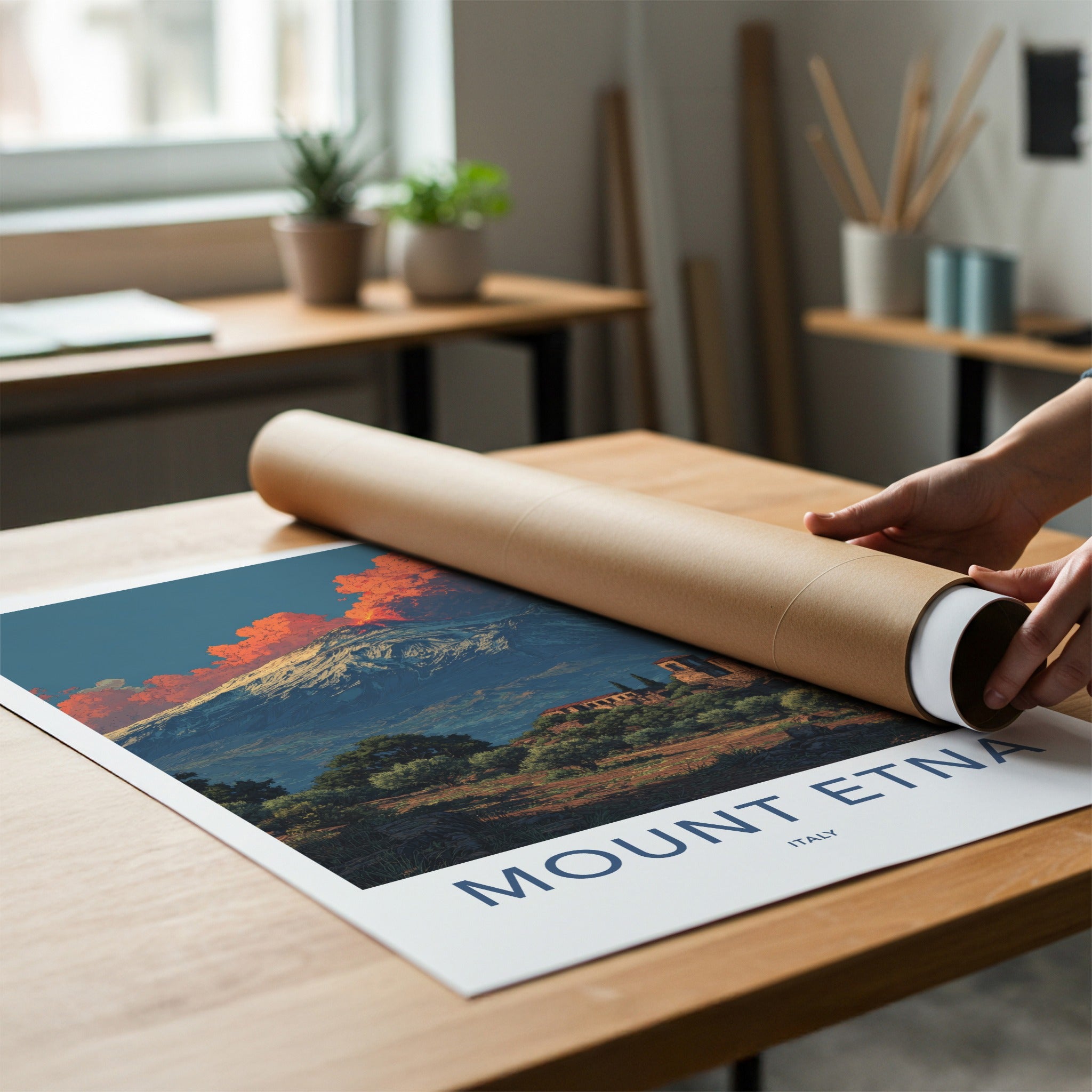Mount Etna Poster - Italy Travel Art