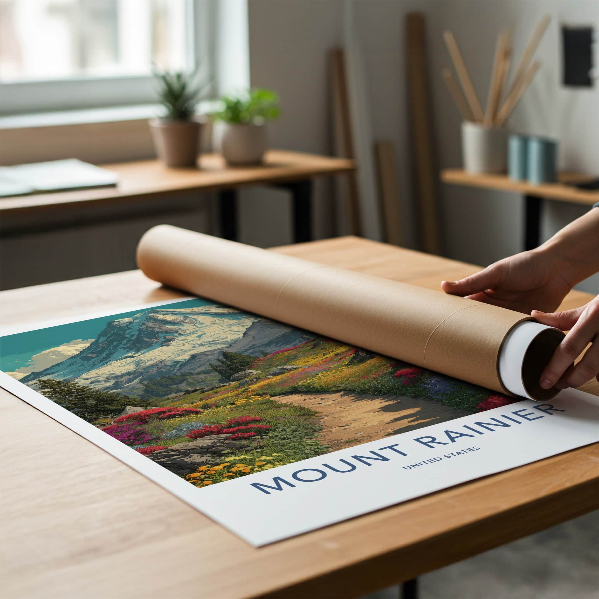 Mount Rainier Poster - Washington Travel Art