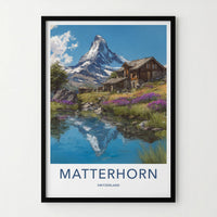 Matterhorn Poster - Switzerland Wall Art Alpine Mountain Reflection