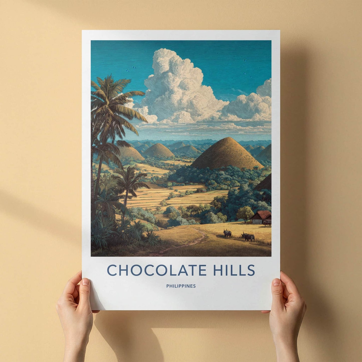 Chocolate Hills Poster Philippines Rolling Hills Palm Tree