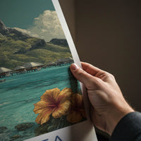 Moorea Poster - French Polynesia Overwater Bungalows Travel Art