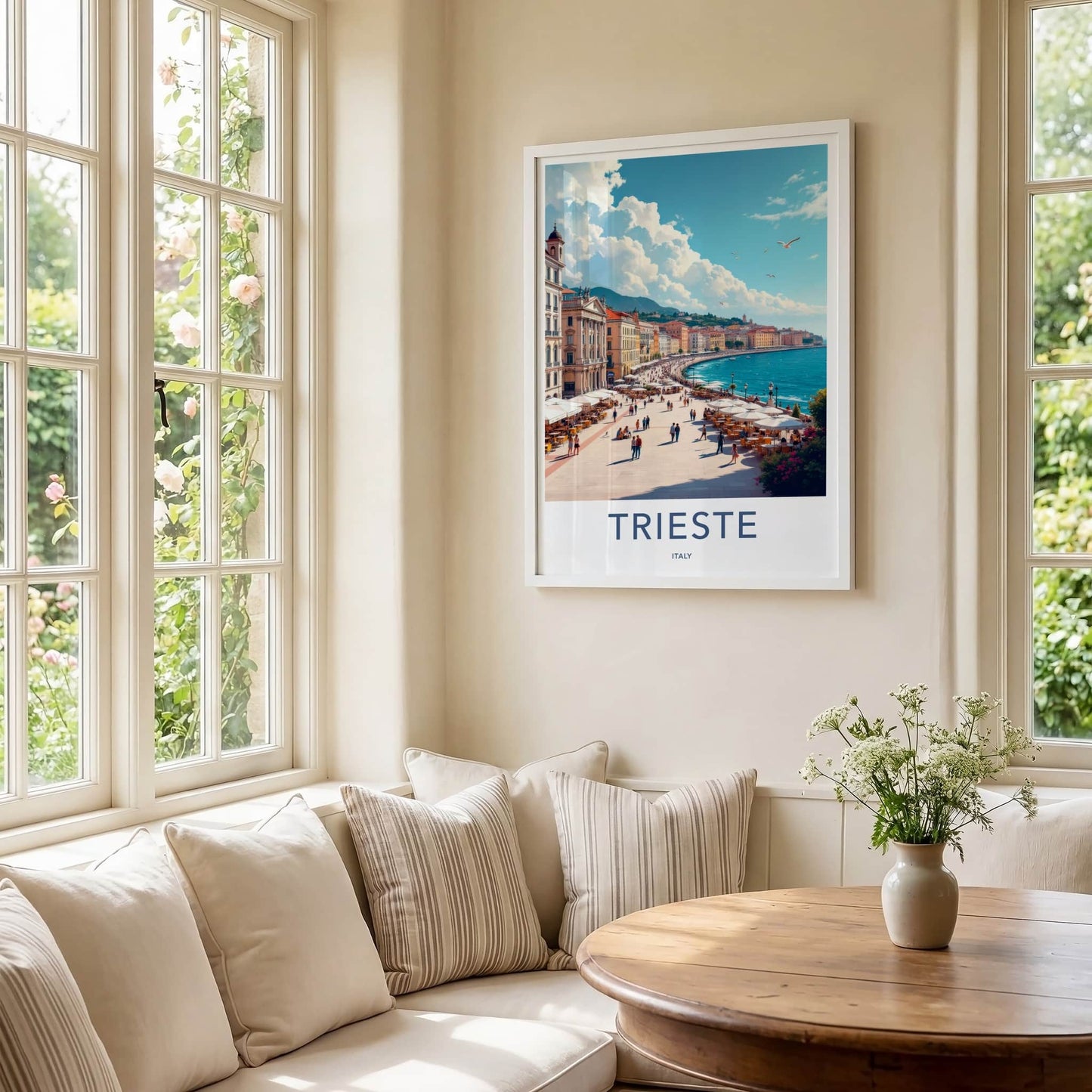 Trieste Poster - Italy Travel Print - Busy Waterfront Scene Home Decor