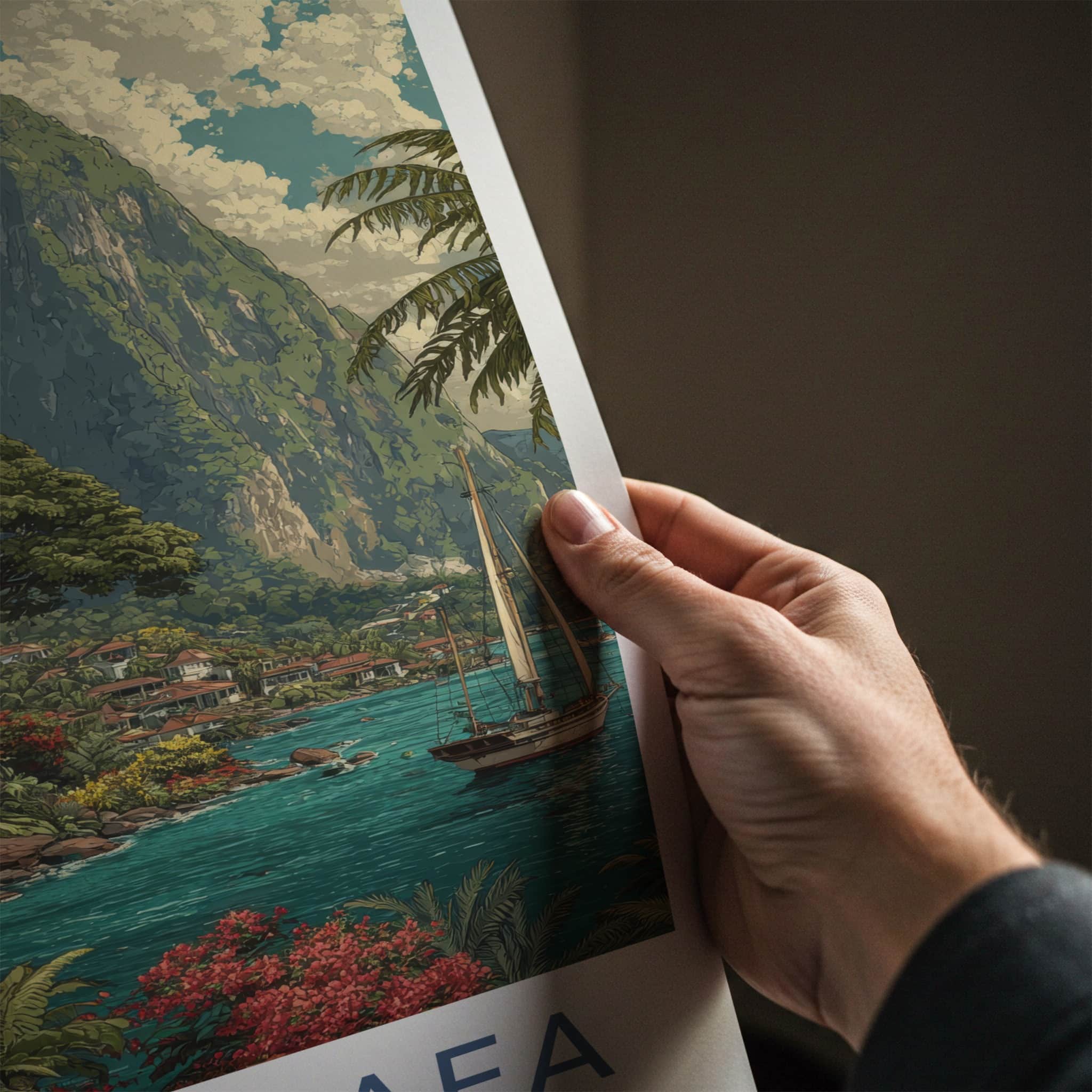 Mount Vaea Poster Samoa Tropical Waterside Village