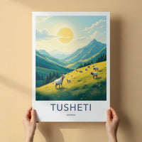 Tusheti Poster - Georgia Travel Art - Goats Sunny Hills Home Decor
