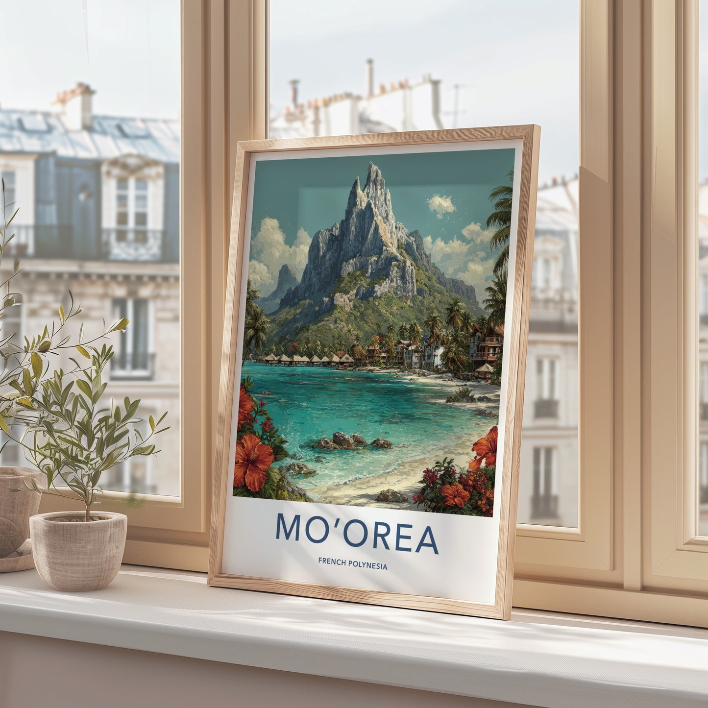 Moorea Poster - French Polynesia Overwater Bungalows