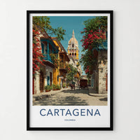 Cartagena Poster Colombia Travel Horse Carriage Art