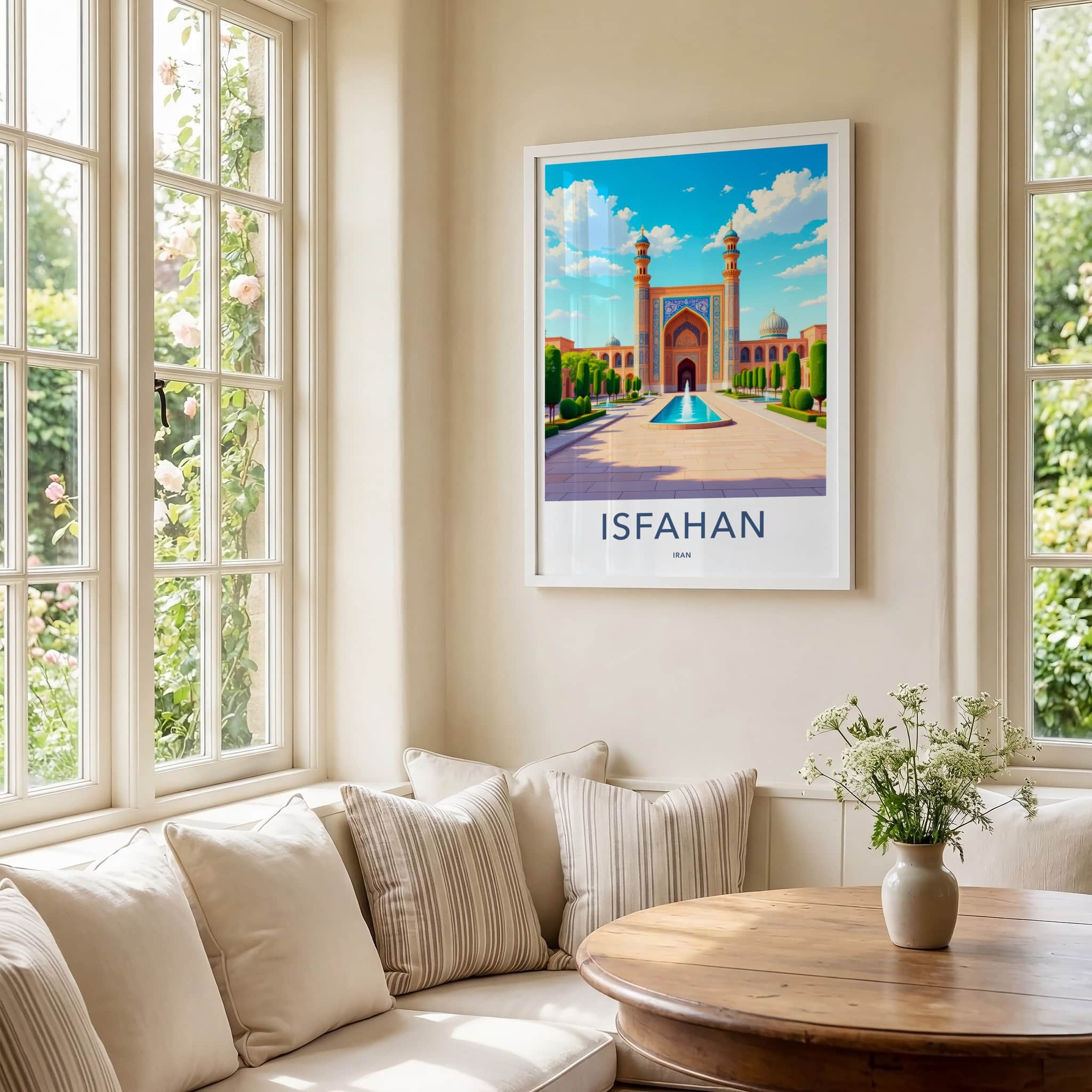 Isfahan Poster - Iran Travel Art - Grand Mosque Fountain Home Decor