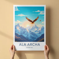 Ala Archa National Park Poster - Kyrgyzstan Wall Art - Flying Eagle Sunset Home Decor