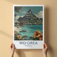 Moorea Poster - French Polynesia Overwater Bungalows Travel Art