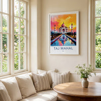 Taj Mahal Poster - India Sunset Palace Reflection Fine Art