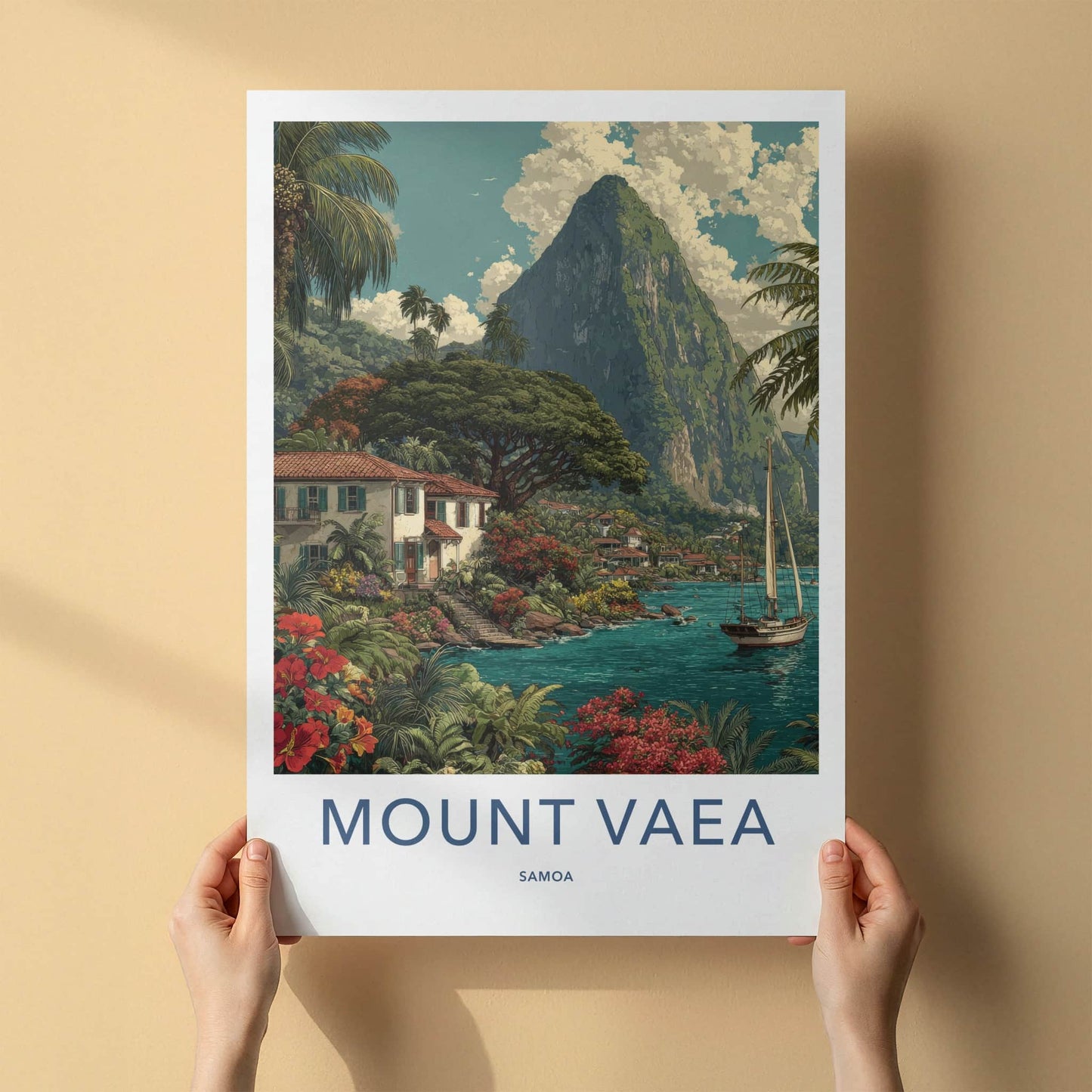 Mount Vaea Poster Samoa Tropical Waterside Village