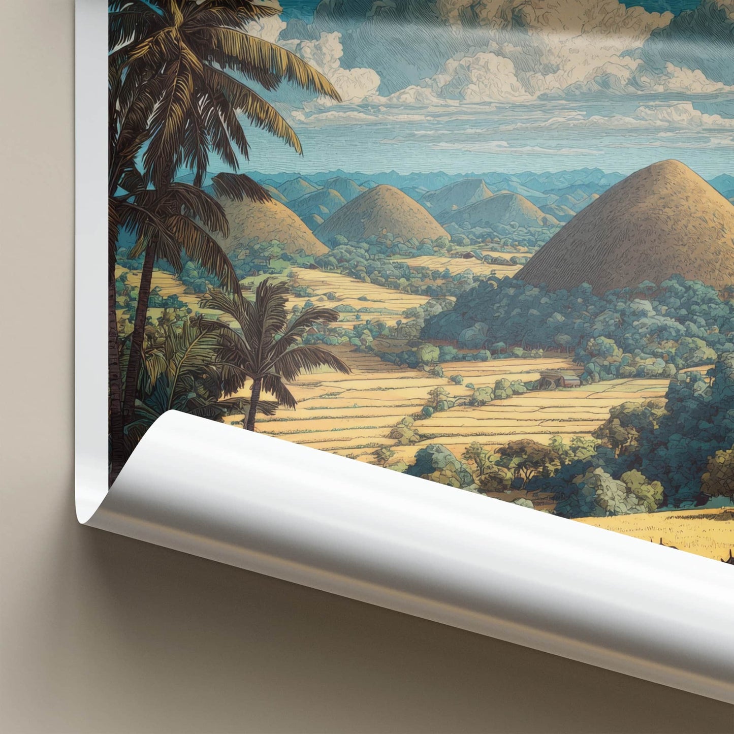 Chocolate Hills Poster Philippines Rolling Hills Palm Tree