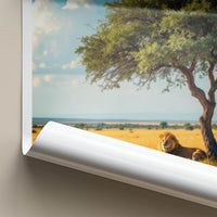 Kruger National Park Poster - South Africa Travel Art - Lion Resting Shade Home Decor