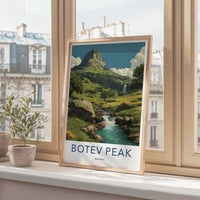 Botev Peak Poster - Bulgaria Hillside River Waterfall
