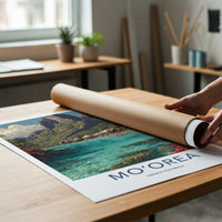 Mo'orea Poster French Polynesia Overwater Bungalows Travel Art