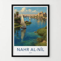 Nile River Poster Egypt Sailboat Riverbank Fort