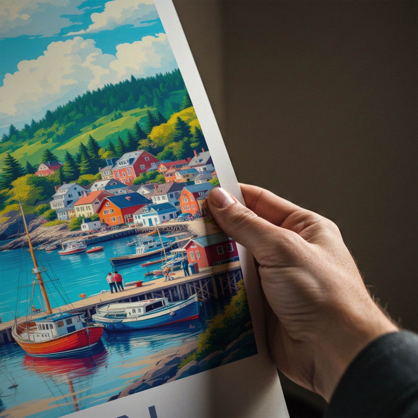 Wolin Poster - Poland Travel Art - Coastal Village Harbor Home Decor