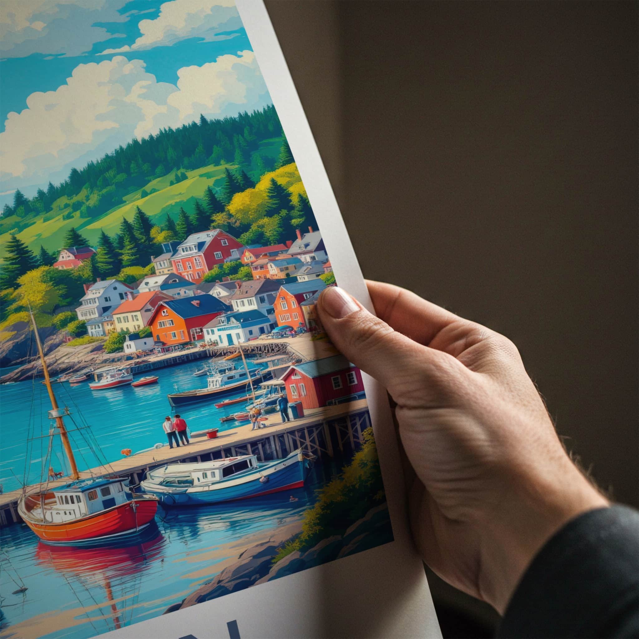 Wolin Poster - Poland Travel Art - Coastal Village Harbor Home Decor