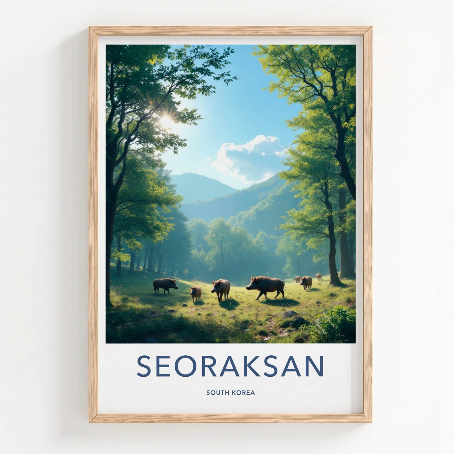Seoraksan Poster - South Korea Travel Art - Wild Boars Forest Home Decor