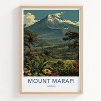 Mount Merapi Poster Indonesia Volcanic Peak Rice Terraces Art Print