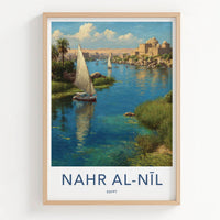 Nile River Poster Egypt Sailboat Riverbank Fort