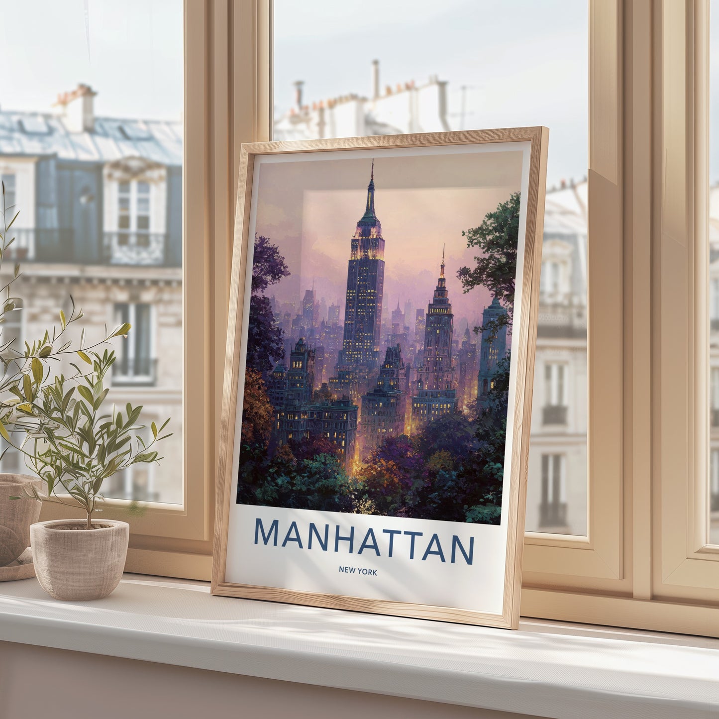 Manhattan Poster New York Empire Building City Travel Art