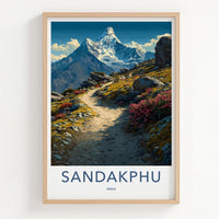 Sandakphu Poster India West Bengal Snowy Peak Decor