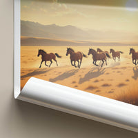 Terelj Poster - Mongolia Travel Art - Wild Horses Running Home Decor