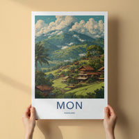 Mon Poster - India Nagaland Hillside Village Art