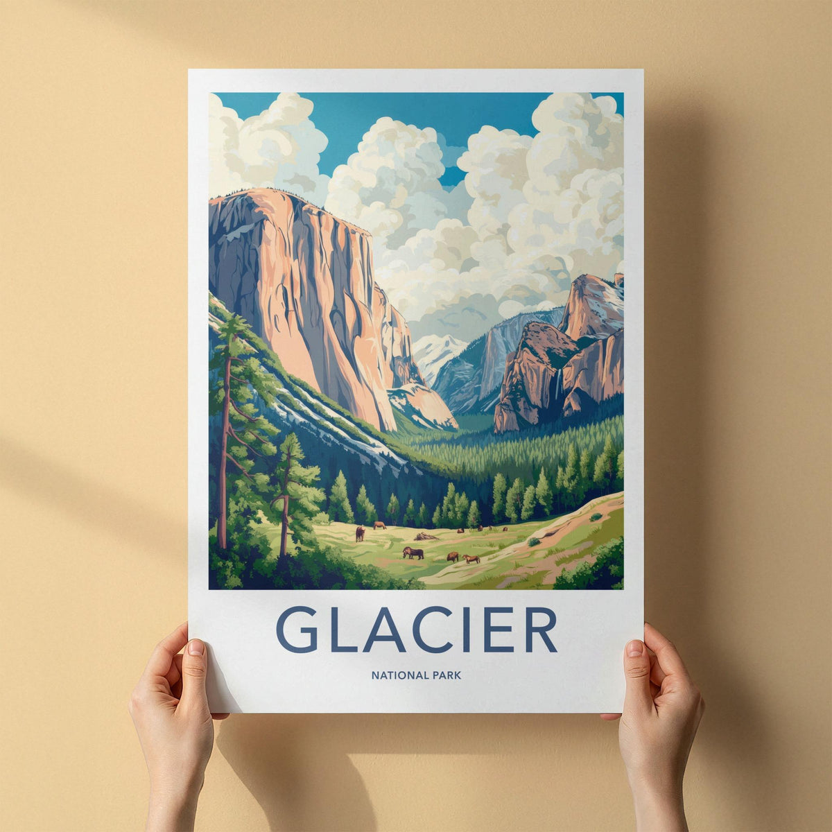 Glacier National Park Poster - Mountain Wall Art With Granite Cliffs