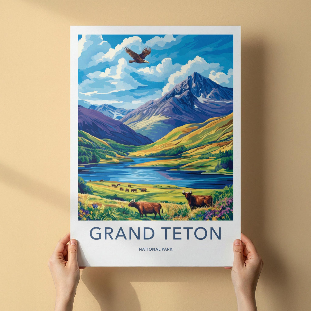 Grand Teton Poster - Scenic Mountain Wall Art With Rustic Home Decor