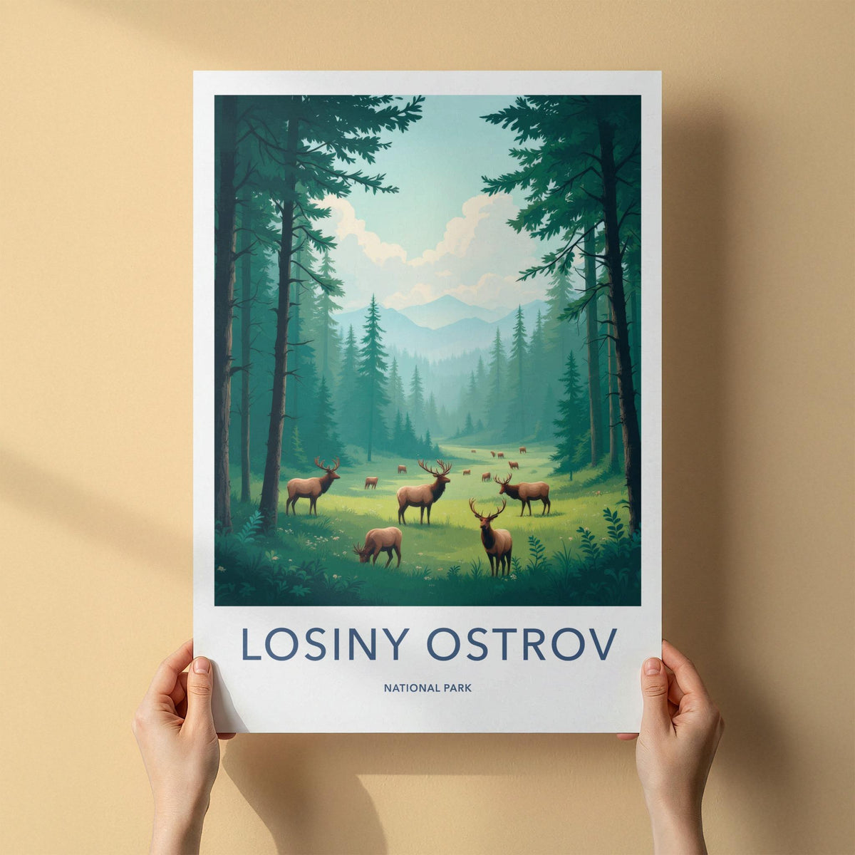Losiny Ostrov Poster - Scenic National Park Art with Elk Forest Print
