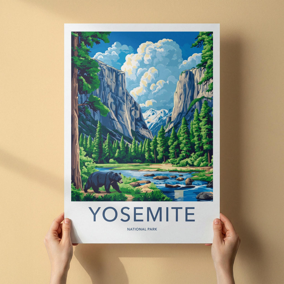 Yosemite National Park Poster - Scenic Forest Wall Art With Mountain