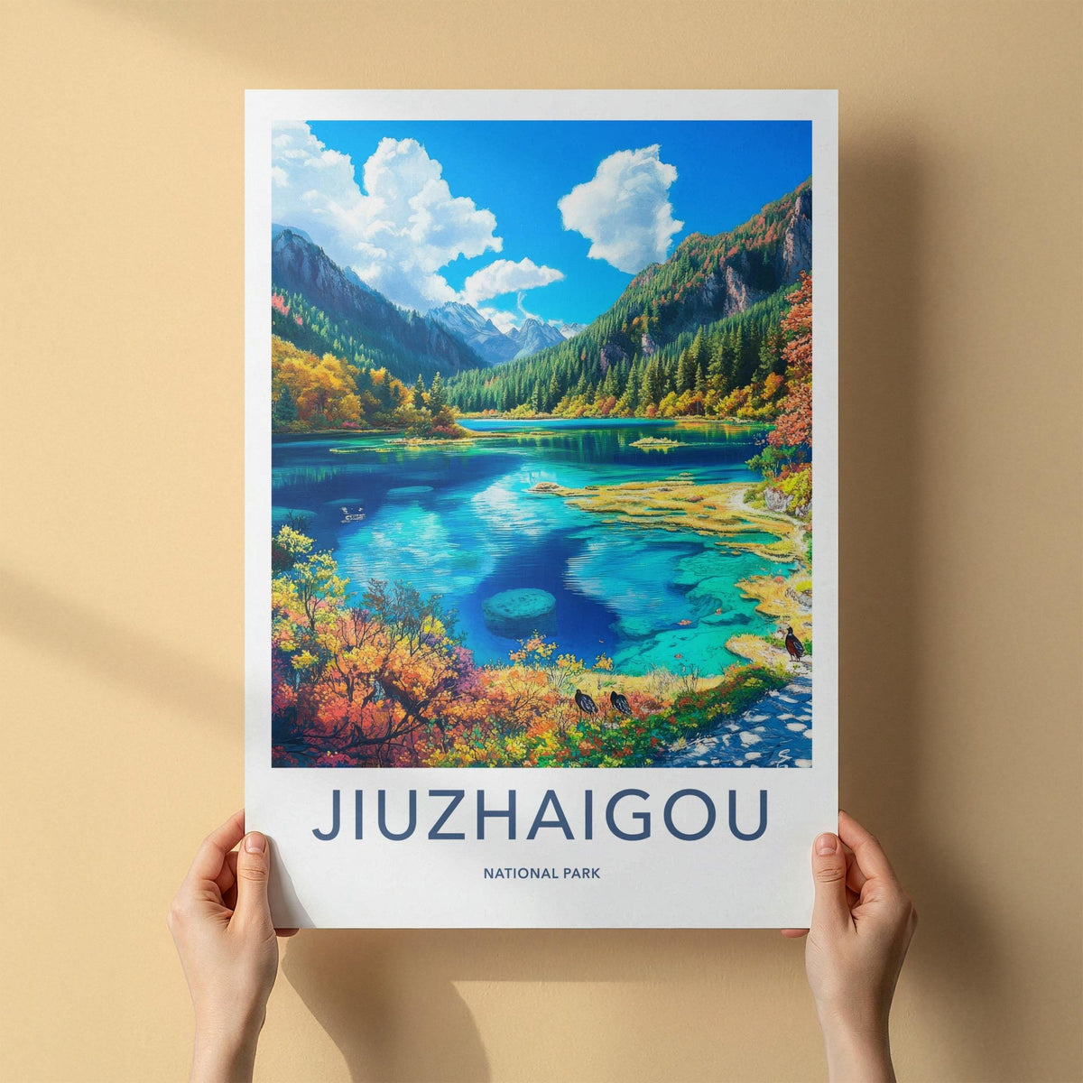 Jiuzhaigou National Park Poster - Sichuan Wall Art With Autumn