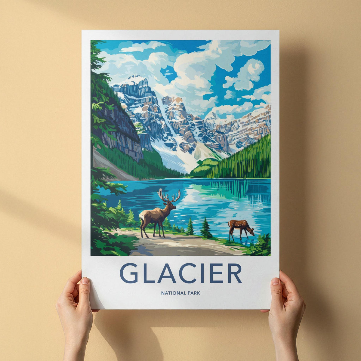 Glacier National Park Poster - Montana Wall Art With Mountain